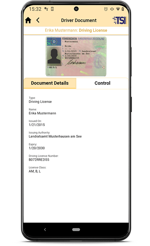 Mobile viewing of driver documents with TSI Connect